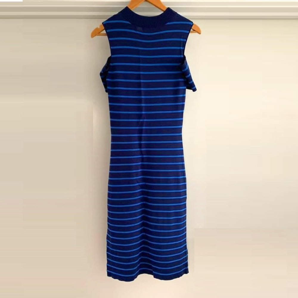 GORMAN Lola Stripe Blue Cold Shoulder Midi Dress - Picture 3 of 9